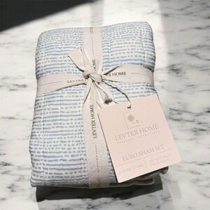 Levtex Home Quilted Euro Pillow Shams  Tie Back Closure 26" Blue Pillow Cases